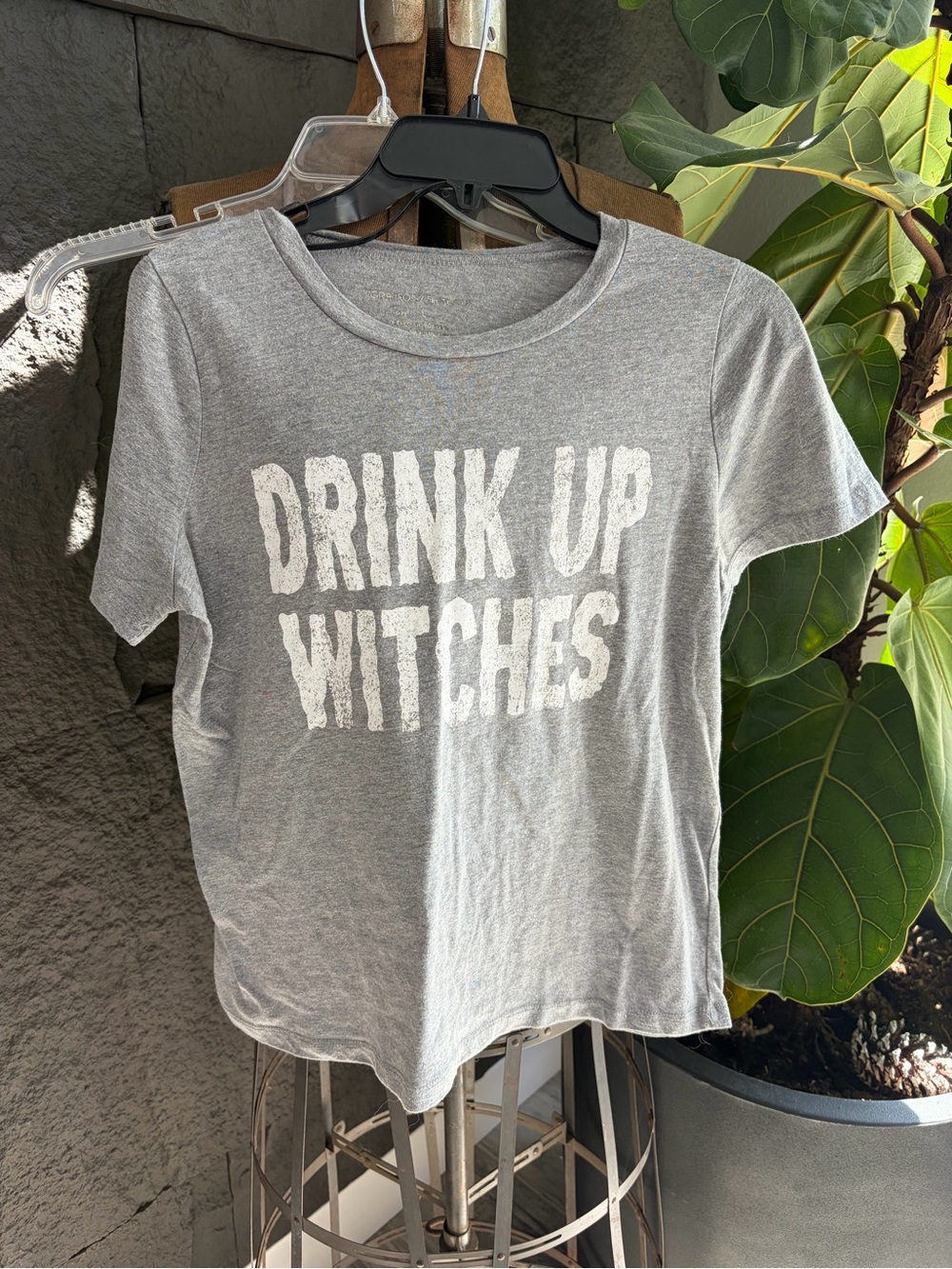 Gray Graphic Tee - "Drink Up Witches"